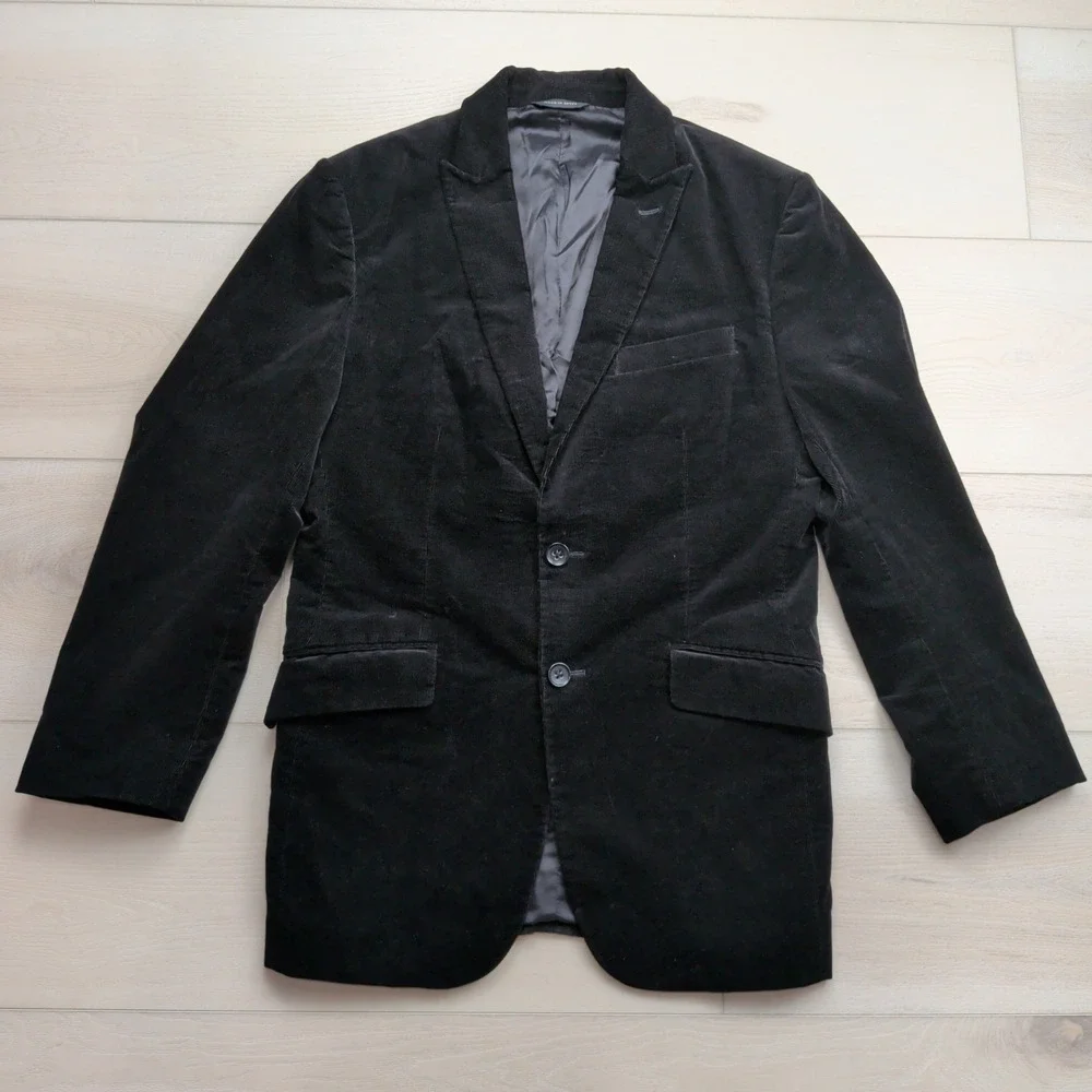 Banana Republic Corduroy Blazer Mens 38R Black Two Button Sport Coat Jacket